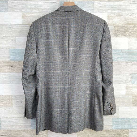 Jos A Bank Signature Gold Sport Coat Blue Wool Silk Windowpane Mens 41L 41 Long - Picture 5 of 10